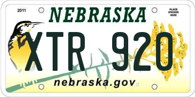 NE license plate XTR920
