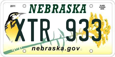 NE license plate XTR933