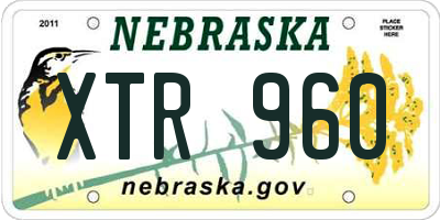 NE license plate XTR960