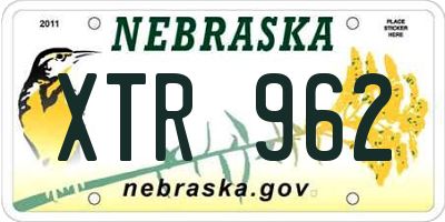 NE license plate XTR962