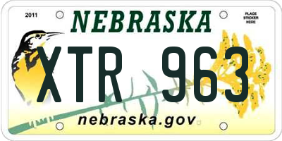 NE license plate XTR963