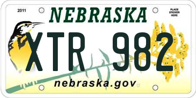 NE license plate XTR982