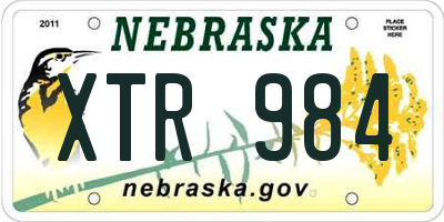 NE license plate XTR984