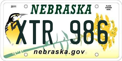 NE license plate XTR986