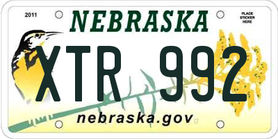 NE license plate XTR992