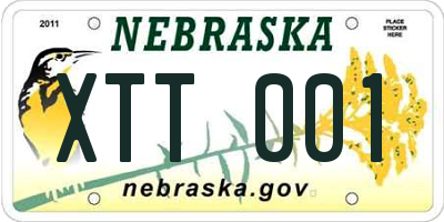 NE license plate XTT001