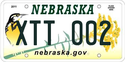 NE license plate XTT002