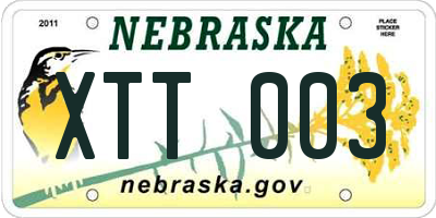 NE license plate XTT003
