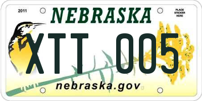 NE license plate XTT005