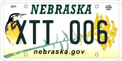 NE license plate XTT006