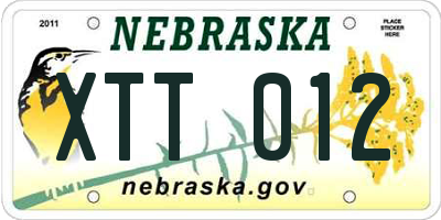 NE license plate XTT012