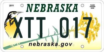 NE license plate XTT017