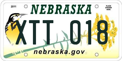NE license plate XTT018