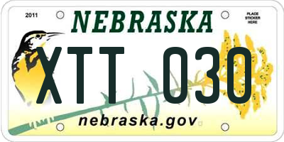 NE license plate XTT030