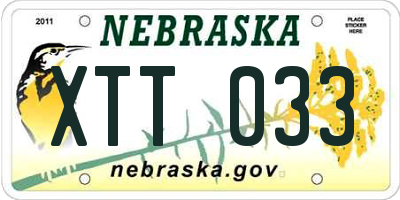 NE license plate XTT033