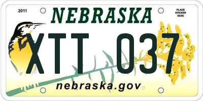 NE license plate XTT037