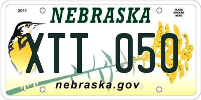 NE license plate XTT050