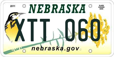 NE license plate XTT060