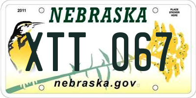 NE license plate XTT067