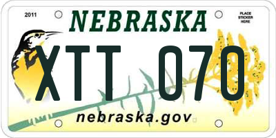 NE license plate XTT070