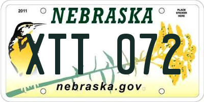 NE license plate XTT072