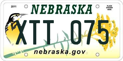 NE license plate XTT075