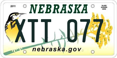 NE license plate XTT077