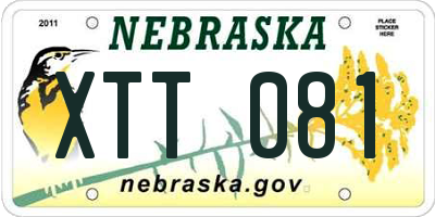 NE license plate XTT081