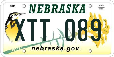 NE license plate XTT089