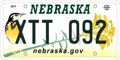 NE license plate XTT092