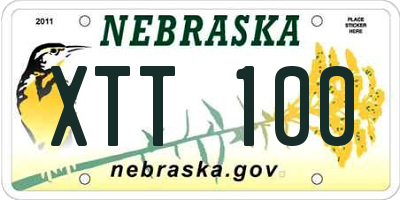 NE license plate XTT100