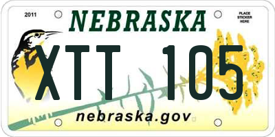 NE license plate XTT105