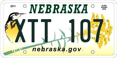 NE license plate XTT107