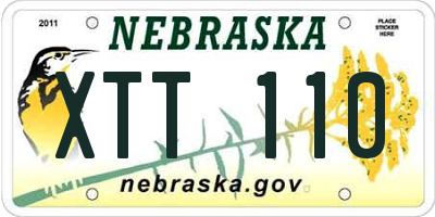 NE license plate XTT110