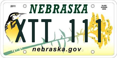 NE license plate XTT111
