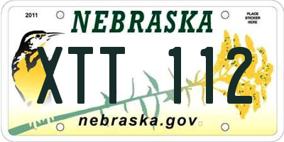 NE license plate XTT112