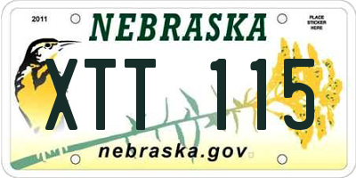 NE license plate XTT115