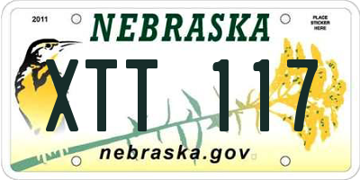 NE license plate XTT117