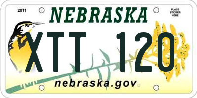 NE license plate XTT120