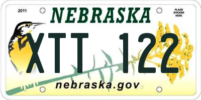 NE license plate XTT122