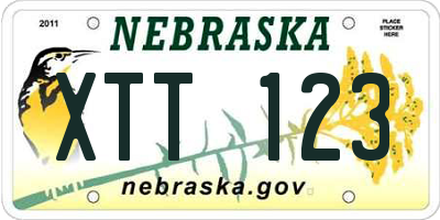 NE license plate XTT123