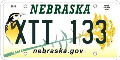 NE license plate XTT133