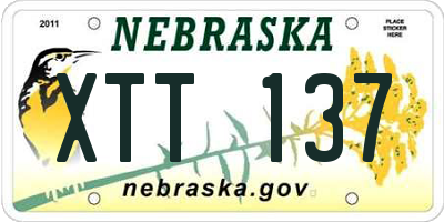 NE license plate XTT137