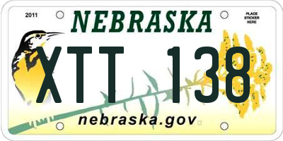 NE license plate XTT138