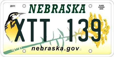 NE license plate XTT139