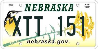 NE license plate XTT151