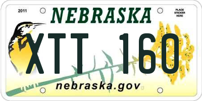 NE license plate XTT160