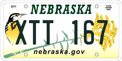 NE license plate XTT167