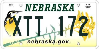 NE license plate XTT172
