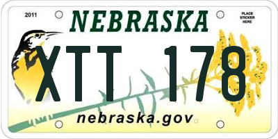 NE license plate XTT178